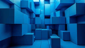 Abstract Blue3 D Blocks Wallpaper