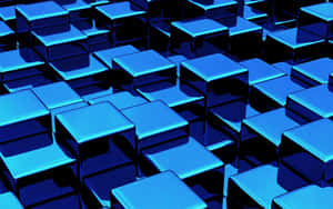 Abstract Blue3 D Blocks Pattern Wallpaper