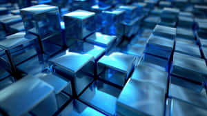 Abstract Blue3 D Cubes Background Wallpaper