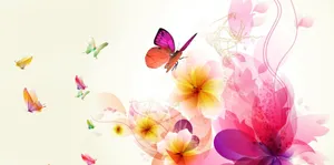 Abstract Butterflies Floral Artwork Wallpaper