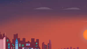 Abstract City Sunset Silhouette Wallpaper