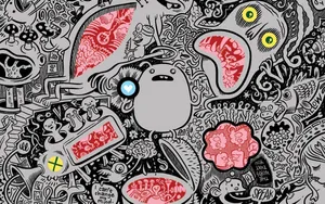 Abstract Doodles Crazy Faces Wallpaper