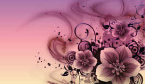 Abstract Floral Artwork Pink Gradient Wallpaper