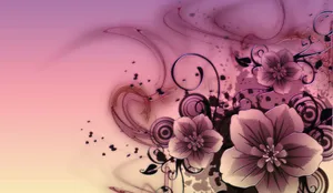 Abstract Floral Artwork Pink Gradient Wallpaper