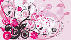 Abstract Floral Pinkand Black Design Wallpaper