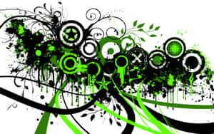 Abstract Green Black Graffiti Art Wallpaper