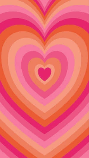 Abstract Heart Pattern Pink Orange Wallpaper