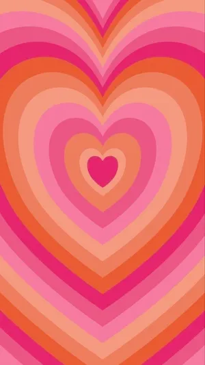 Abstract Heart Pattern Pink Orange Wallpaper