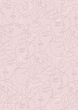 Abstract Line Art Faces Pattern.jpg Wallpaper