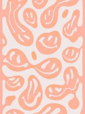 Abstract Melting Smiley Face Pattern Wallpaper