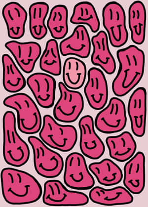 Abstract Melting Smiley Faces Pattern Wallpaper