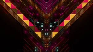 Abstract Neon Triangle Symmetry Wallpaper