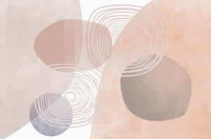 Abstract Painting With Circles In Pink, Beige And Grey Wallpaper