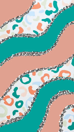 Abstract Preppy Glitter Waves Pattern Wallpaper