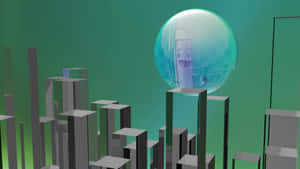 Abstract Skyline Bubble Character Wallpaper