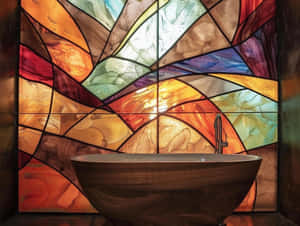 Abstract Stained Glass Bathroom Window Wallpaper