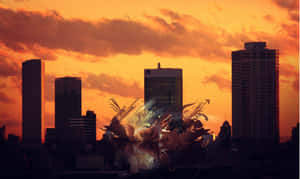 Abstract Sunset Cityscape Explosion Wallpaper