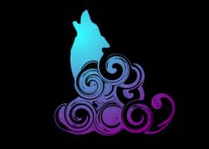 Abstract Wolf Silhouette Swirls Wallpaper