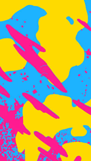 Abstract Yellow Blue Pink Splashes Wallpaper