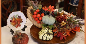 Abundant Fall Cornucopia Display Wallpaper