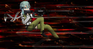 Acrobatic Warrior Sinon Struts Her Stuff Wallpaper