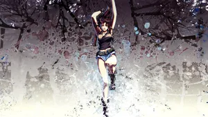 Action Packed Anime Girl Splash Wallpaper