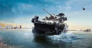 Action-packed Battlefield With Military Vehicles Wallpaper