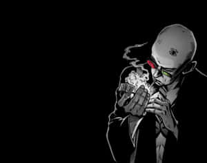 Action-packed Black And White Comic Scene Featuring Diverse Characters Wallpaper