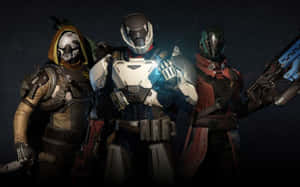 Action-packed Destiny Characters Assemble Wallpaper