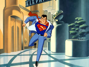 Action-packed Scene From Superman: The Animated Series Wallpaper