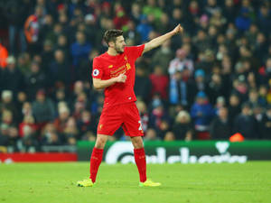 Adam Lallana Shares A Cheerful Moment, Giving A Thumbs Up. Wallpaper