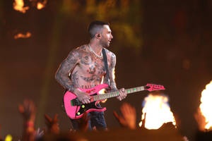 Adam Levine Pink Electric Guitar Wallpaper