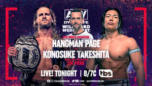 Adam Page With Konosuke Takeshita Featuring Cm Punk Wallpaper