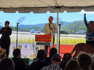Adam Schiff Speaking During Wildlife Crossing Wallpaper