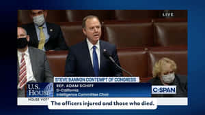 Adam Schiff Speaking On Live News Wallpaper