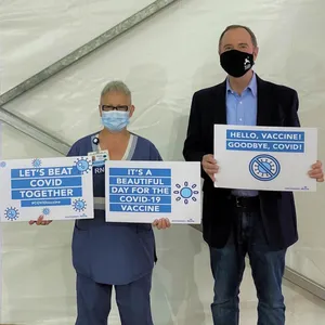 Adam Schiff With A Nurse Wallpaper