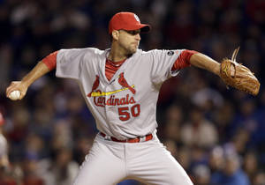 Adam Wainwright In Throwing Stance Wallpaper