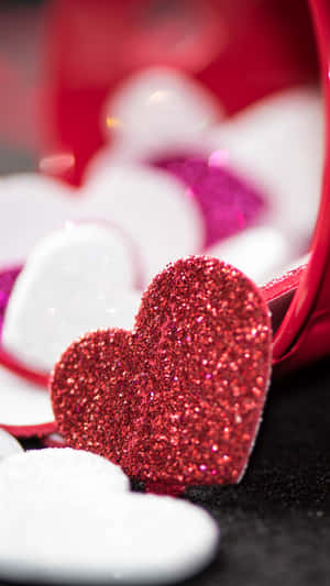 Add A Pop Of Sparkle To Your Space With Glitter Pink Hearts! Wallpaper