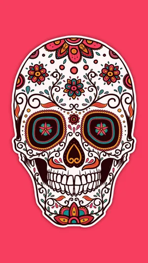 Add A Unique Pop Of Color To Your Everyday Life With A Sugar Skull Phone Wallpaper