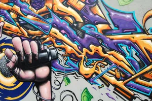 Adding The Finishing Touches To A Vibrant Music-inspired Graffiti Mural. Wallpaper