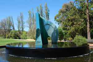 Adelaide Botanic Garden Sculptureand Pond Wallpaper