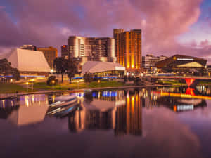 Adelaide Festival Centre Dusk Reflection Wallpaper