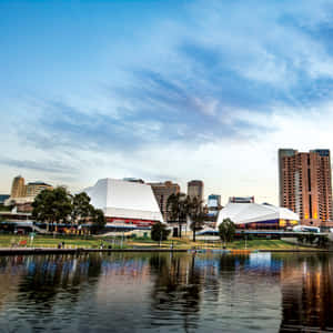 Adelaide Festival Centre Dusk Reflection Wallpaper