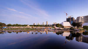 Adelaide Festival Centre Skyline Reflection Wallpaper