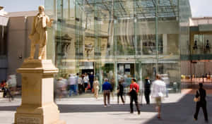 Adelaide State Library Entrancewith Statue Wallpaper