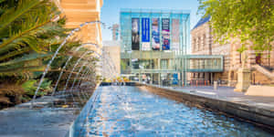 Adelaide State Library Exteriorwith Fountain Wallpaper