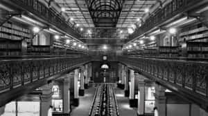 Adelaide State Library Interior Blackand White Wallpaper