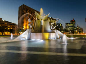 Adelaide Victoria Square Fountainat Dusk Wallpaper