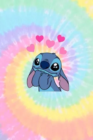 Adorable Aesthetic Stitch In Tie-dye Delight Wallpaper