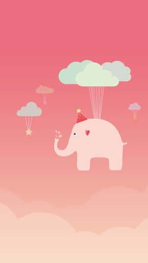 Adorable And Playful Kawaii Elephant Illustration Wallpaper